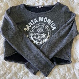 Santa Monica Paradise California Women’s Crop Top Sweatshirt Grey Size Large